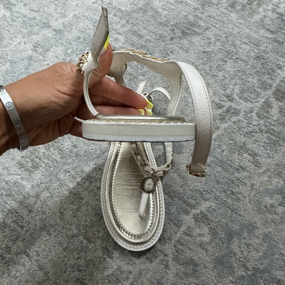 Authentic Chanel White and Silver Women's Sandals like new - Picture 7 of 13